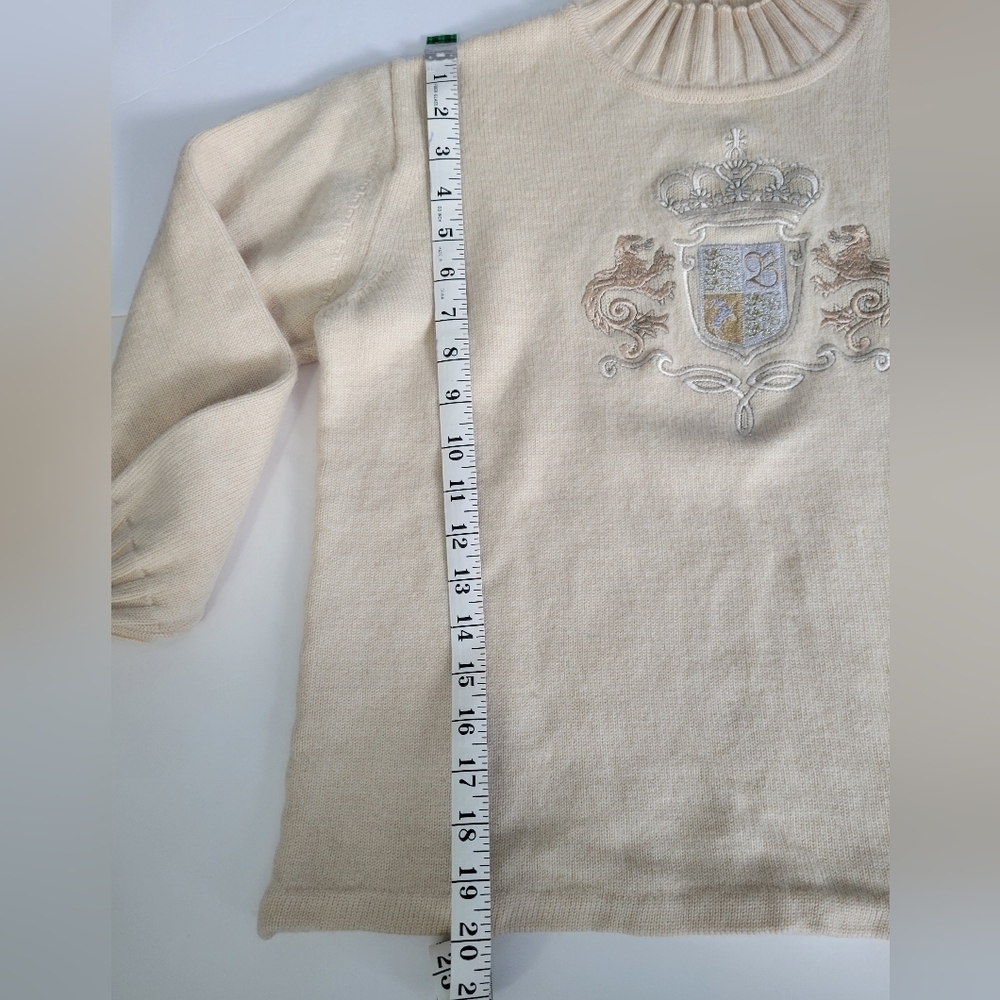 BODE Vintage Cream Colored Mock Neck Knitted Long Sleeve Pullover Sweater - Picture 3 of 8